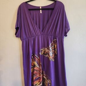 Purple Dress with Butterfly Design